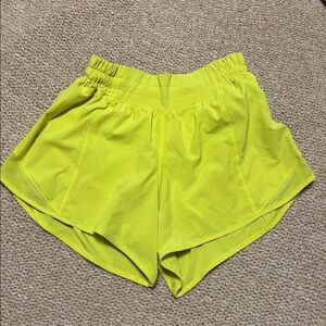 Lululemon Hotty Hot High Rise Lined Athletic Shorts Lime Green Size 4